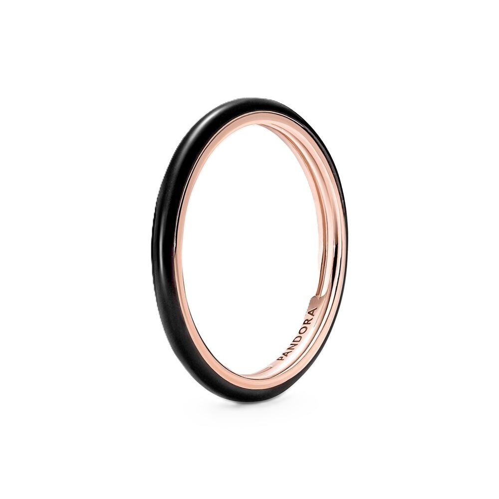 Pandora Rose Gold Enamel Ring, Black