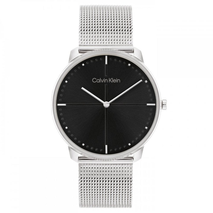 Sleek Silver Mesh Minimalist Timepiece