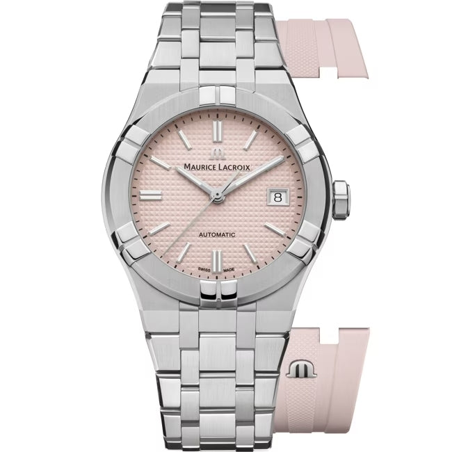 Maurice Lacroix Silver & Pink Automatic Watch