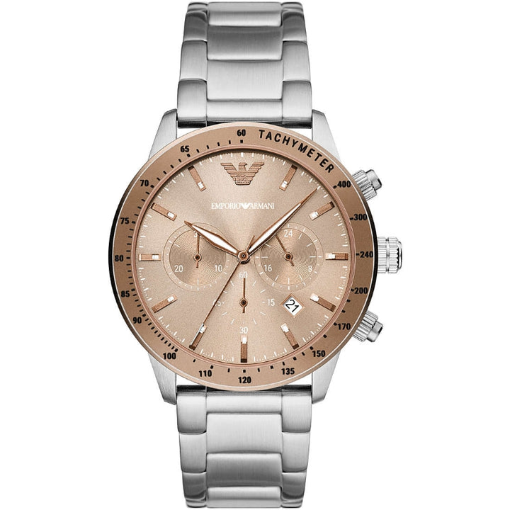Emporio Armani Silver & Rose Gold Chronograph