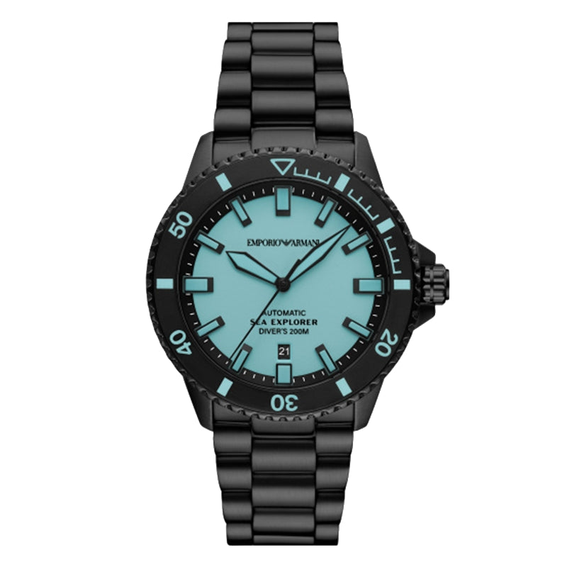 Sea Explorer Automatic Diver's Watch in Black and Light Blue