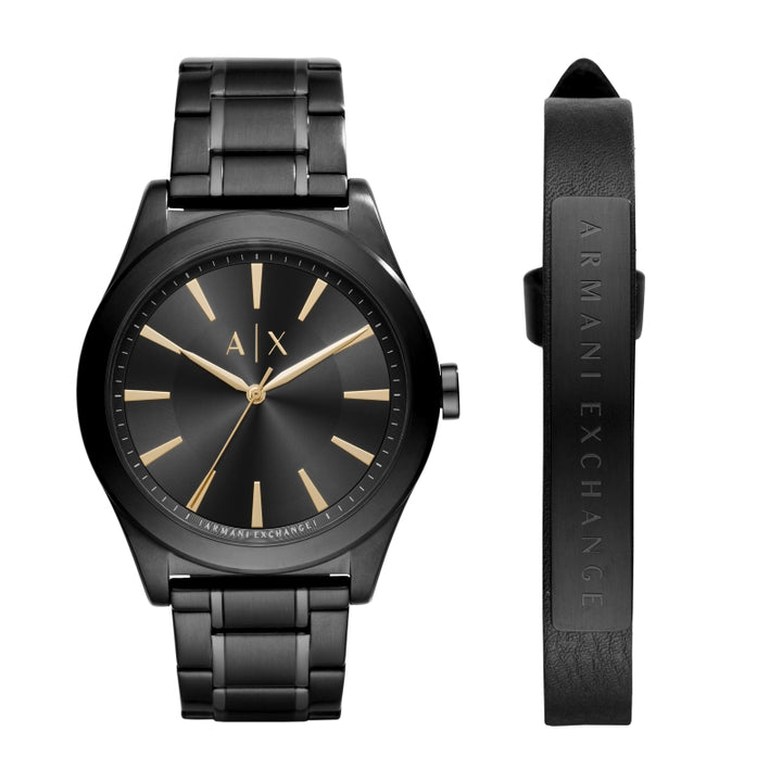 Armani Exchange Black & Gold Analog Watch