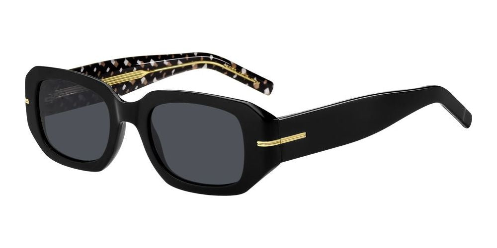 Sleek Black Frame Sunglasses with Gold Accents