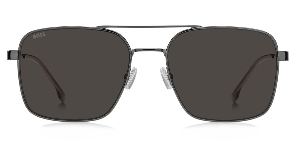 Sleek Gunmetal Square Sunglasses with Dark Gray Lenses