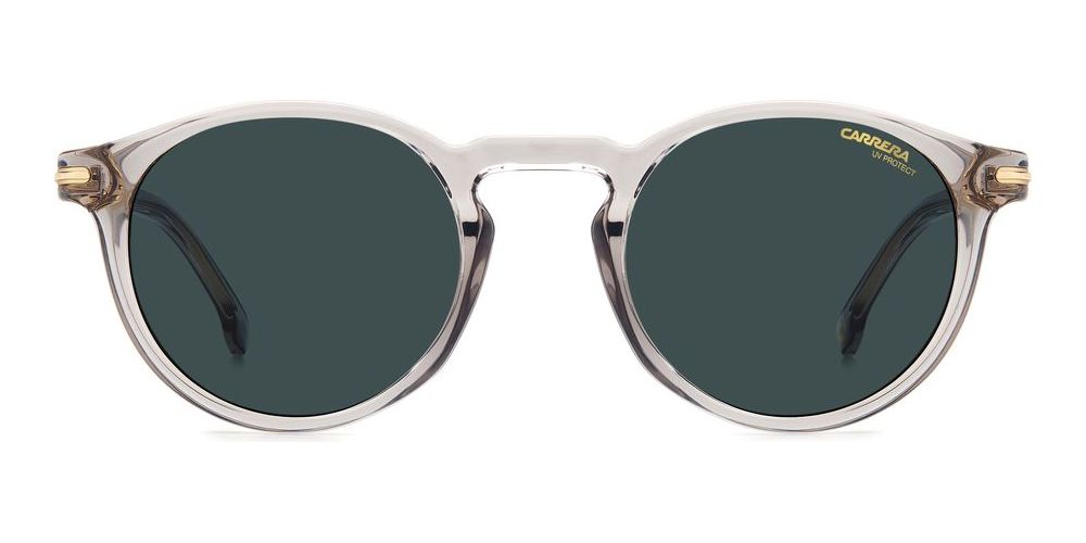 Timeless Transparent Grey Round Sunglasses with Gold Accents