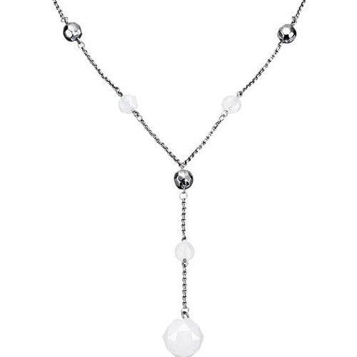 Elegant Minimalist Silver Necklace with Crystal Beads