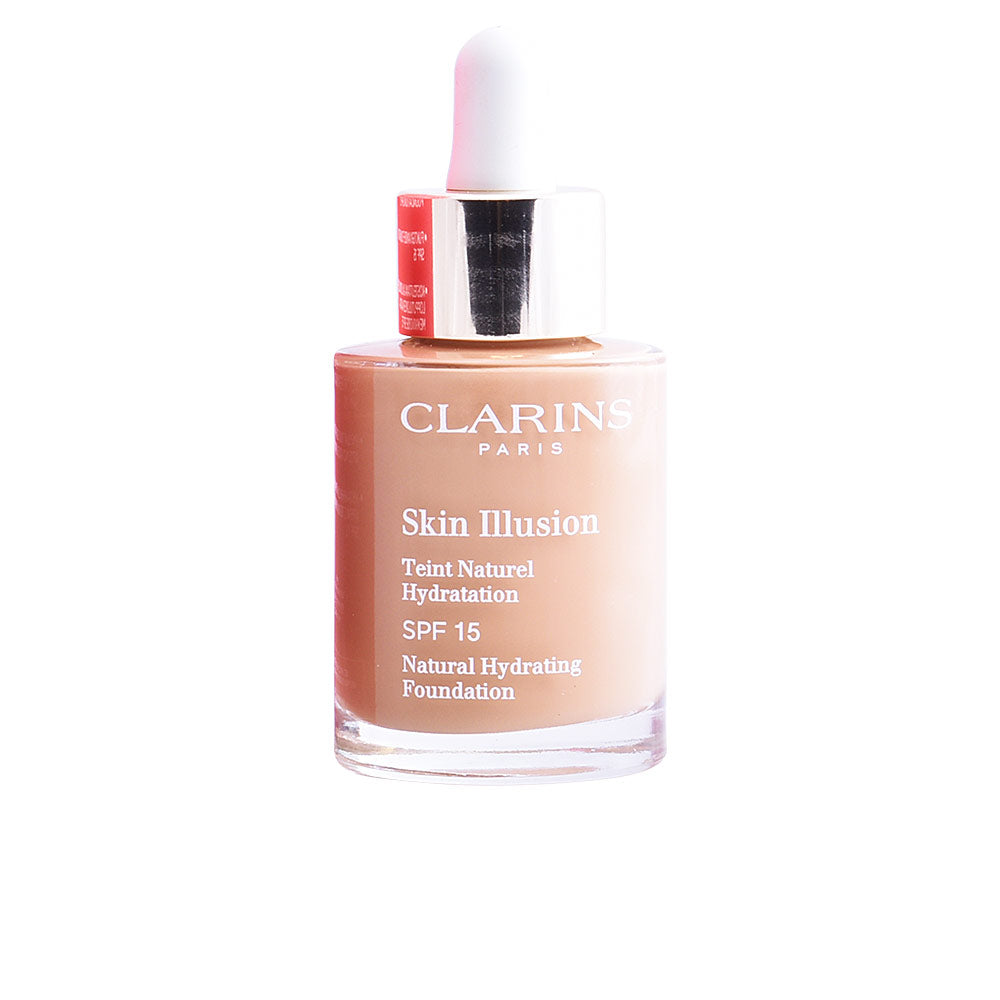 30 ml bottle of hydrating fluid foundation with serum-like texture, shade 107