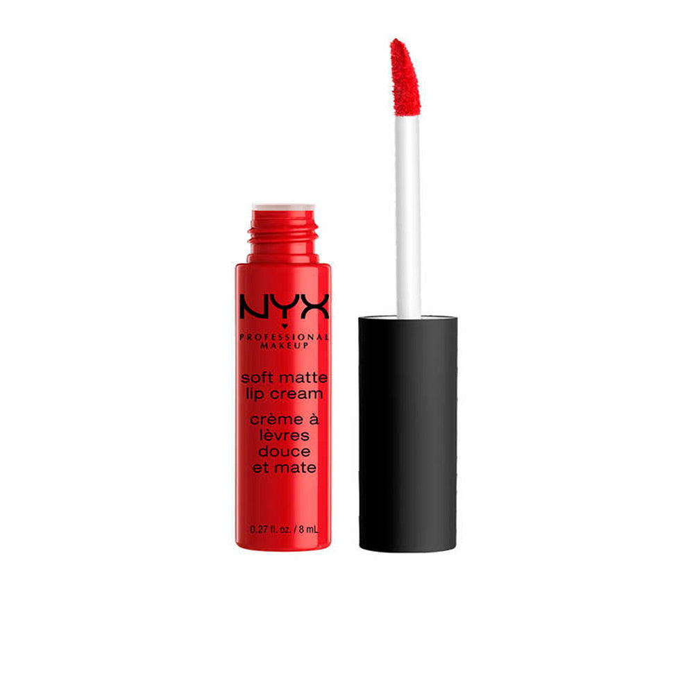 Tube of velvet red soft-matte cream lipstick, 8 ml, labelled shade Amsterdam