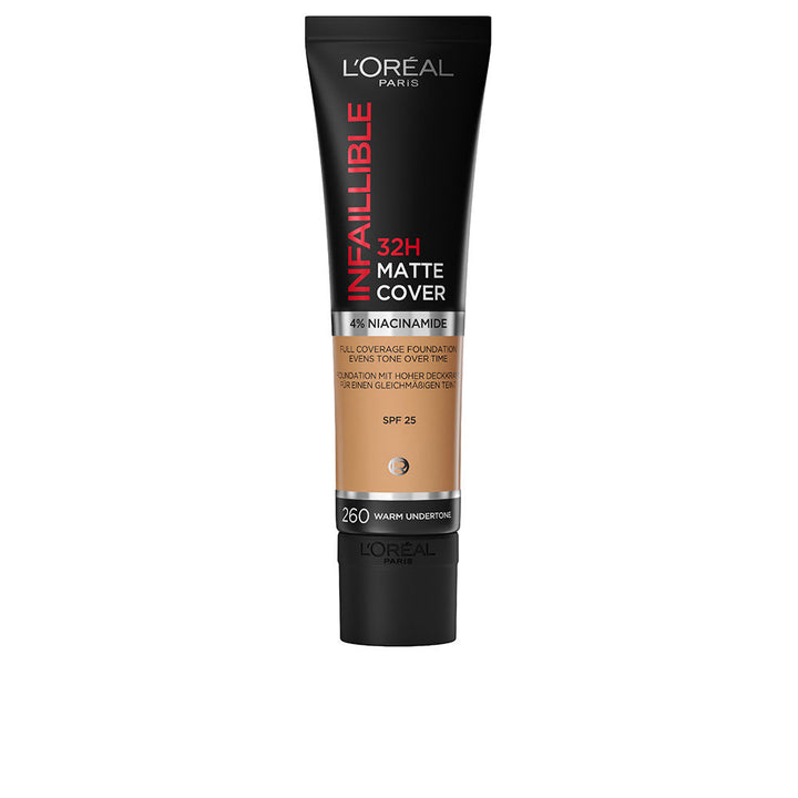 30 ml pump bottle of matte full-coverage foundation, warm undertone, Unisex