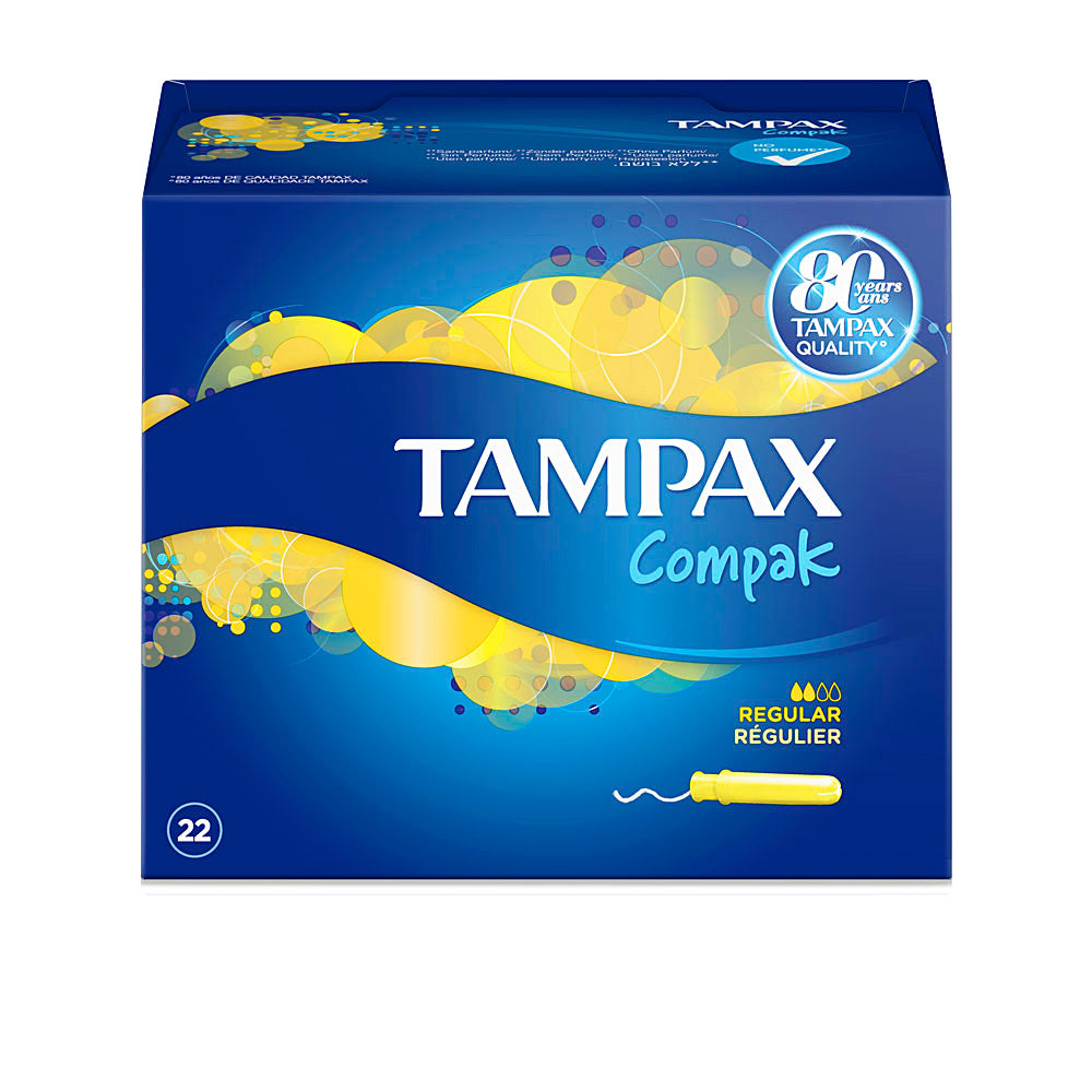 Box of 22 compact tampons with retractable applicators for Women, regular flow