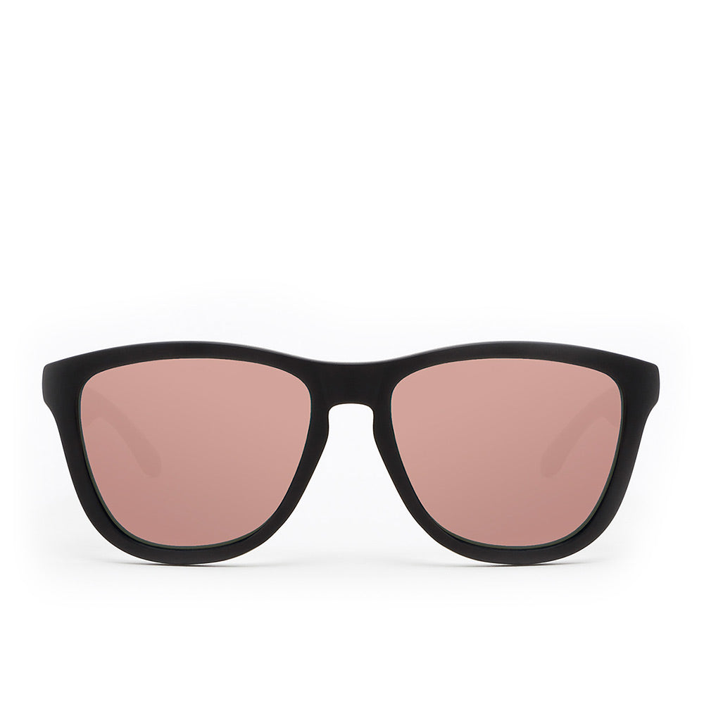 Unisex black square TR90 sunglasses with microfibre case and stickers