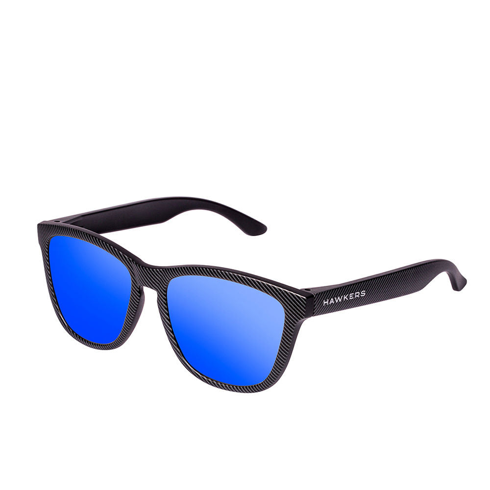 Round black sunglasses with carbon‑textured frame and dark lenses, Unisex