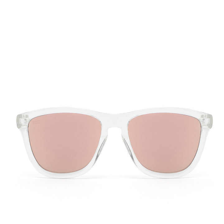 Transparent air rose-gold square sunglasses, TR90 frame, Unisex, with microfibre sleeve