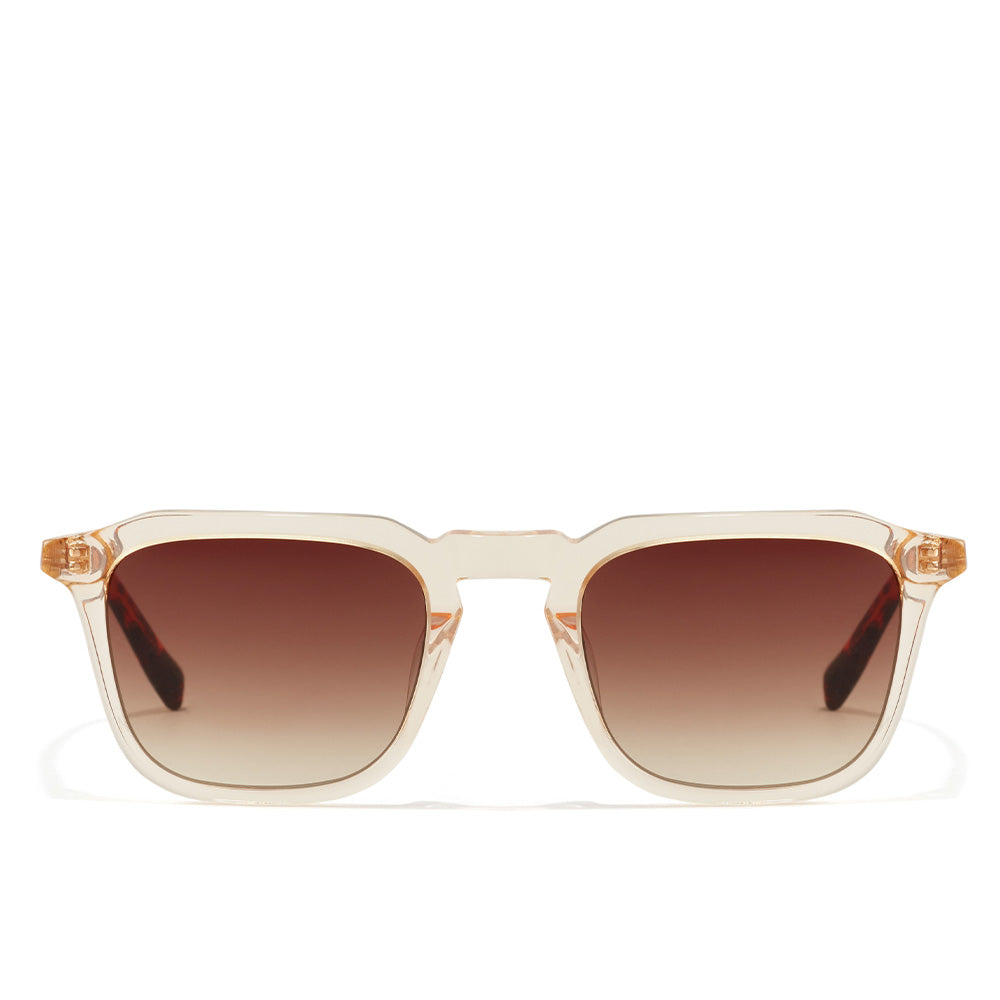 Unisex square sunglasses in black/havana acetate, 51 mm lenses, 19 mm bridge