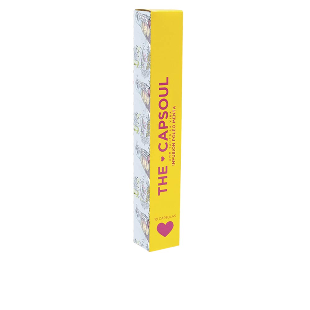 Box of 10 poleo‑mint infusion capsules, compact single‑dose packaging