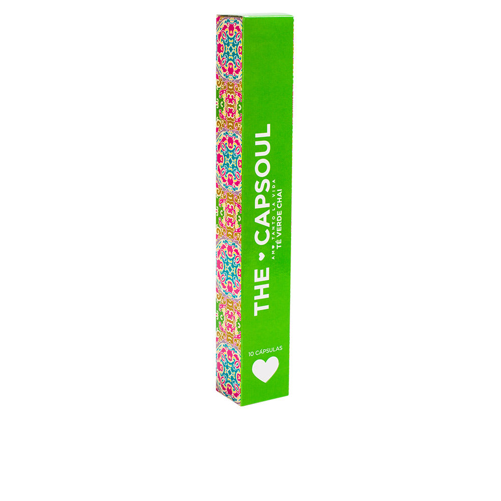 Box of green tea capsules with mint and jasmine, 10 single-serve pods