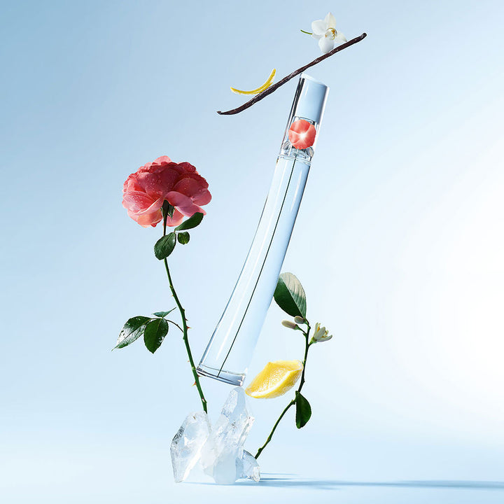 30 ml poppy-inspired perfume bottle; red-accented glass; floral eau de toilette