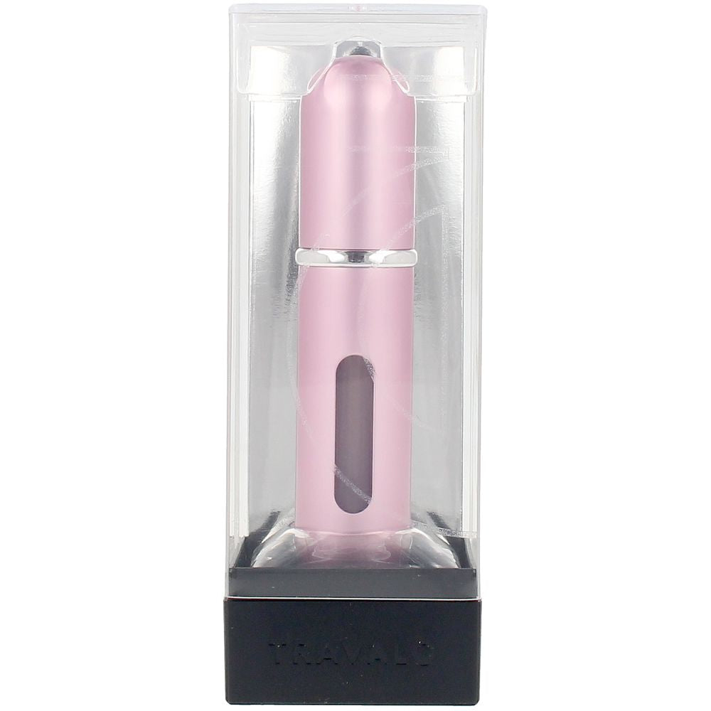 Pink 5 ml titanium refillable travel atomiser, removable inner vial, Genie‑S pump