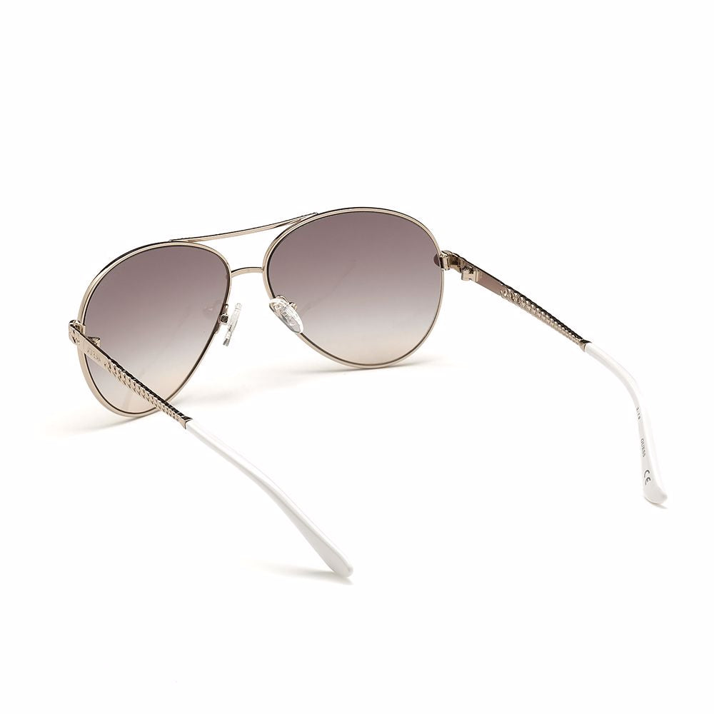 Rose-gold metal aviator sunglasses with brown lenses, 60mm lenses, 135mm temples