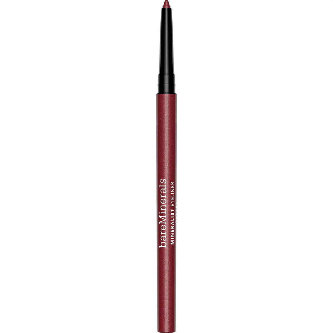 Garnet mineral cream eye pencil in slim black casing, capped