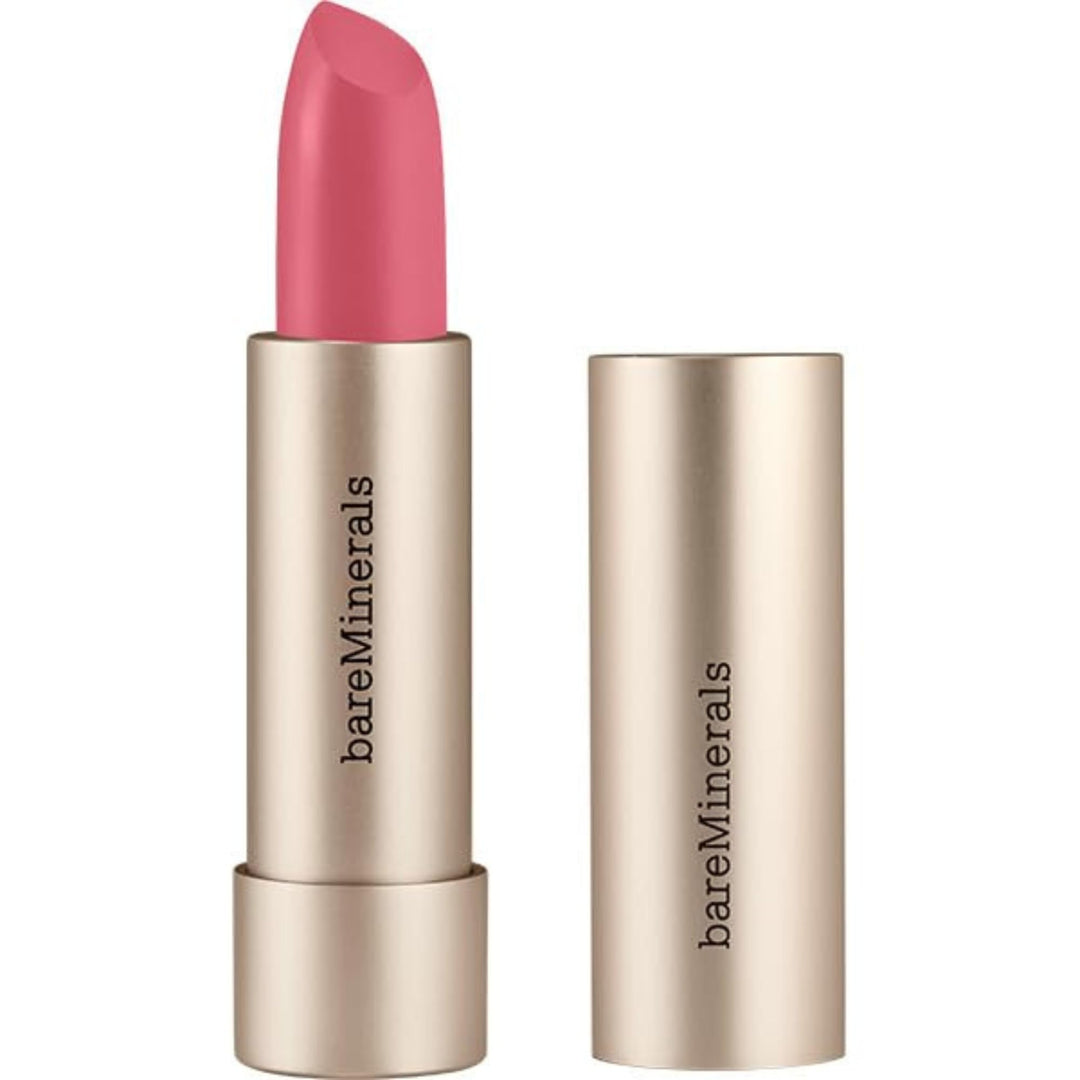 Satin rose‑toned lipstick bullet with compact, 3.6 g tube—hydrating formula