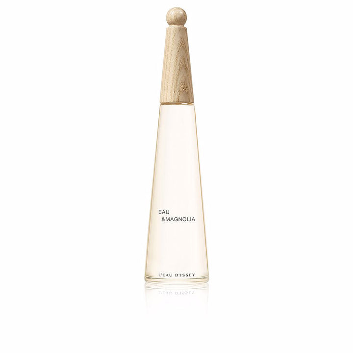 Minimal glass bottle with beige detail and ash wood cap, 50 ml