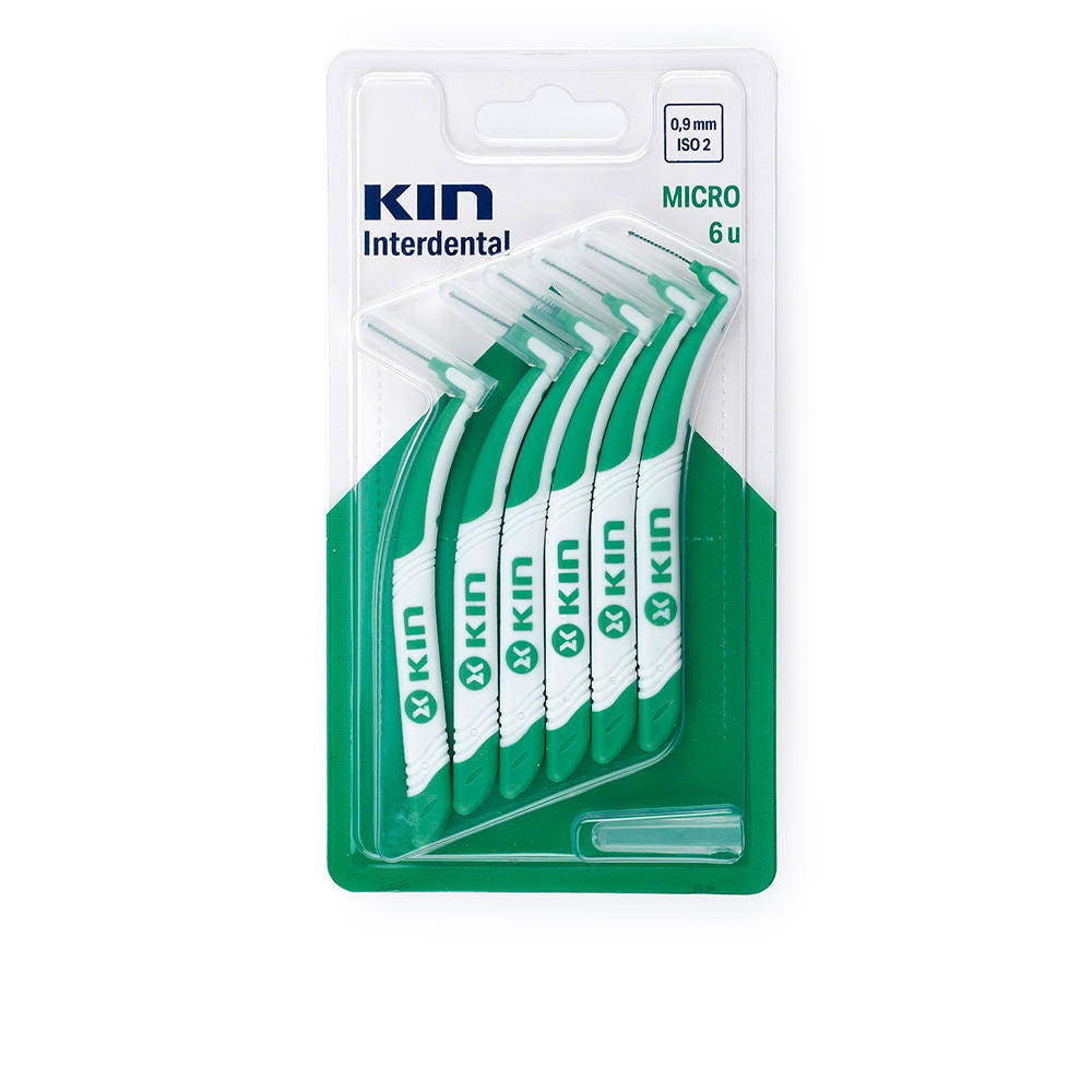 Six micro interdental brushes, 0.9 mm Tynex® filaments, angled handles
