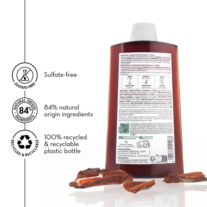 400 ml unisex shampoo bottle — quinine and edelweiss strengthening formula