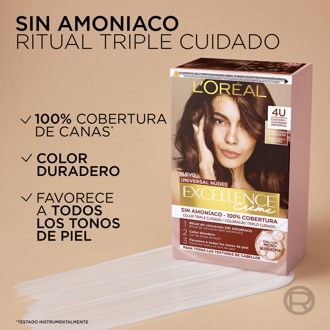 Tube and developer bottle of Universal Nudes creme hair colour, darkest brunette shade