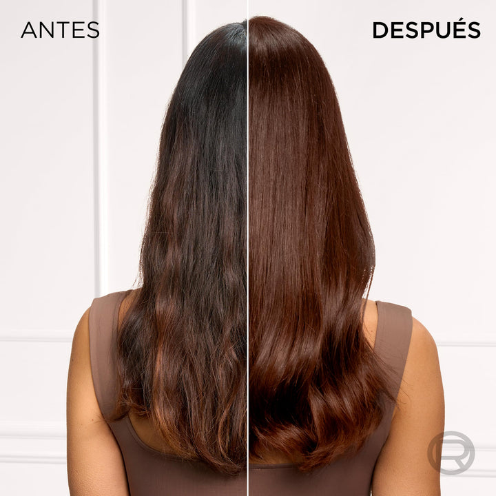 Tube and developer bottle of Universal Nudes creme hair colour, darkest brunette shade
