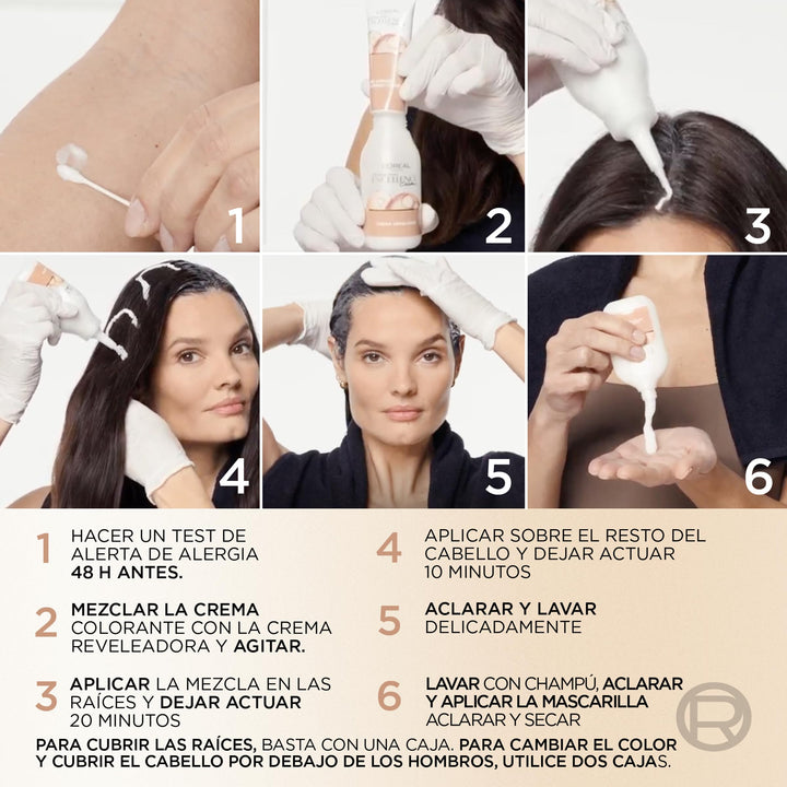 Tube and developer bottle of Universal Nudes creme hair colour, darkest brunette shade