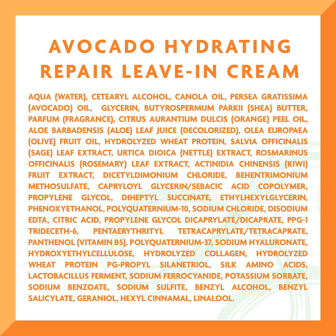 Tube of Avocado Hydrating Leave-In Cream for dry, curly hair, 340 g