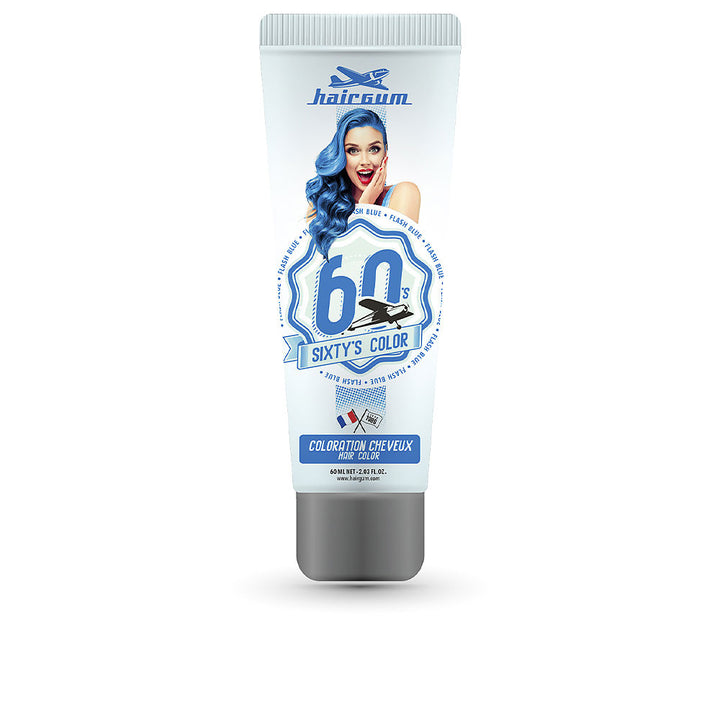 60 ml tube of semi‑permanent flash blue hair colour on neutral background