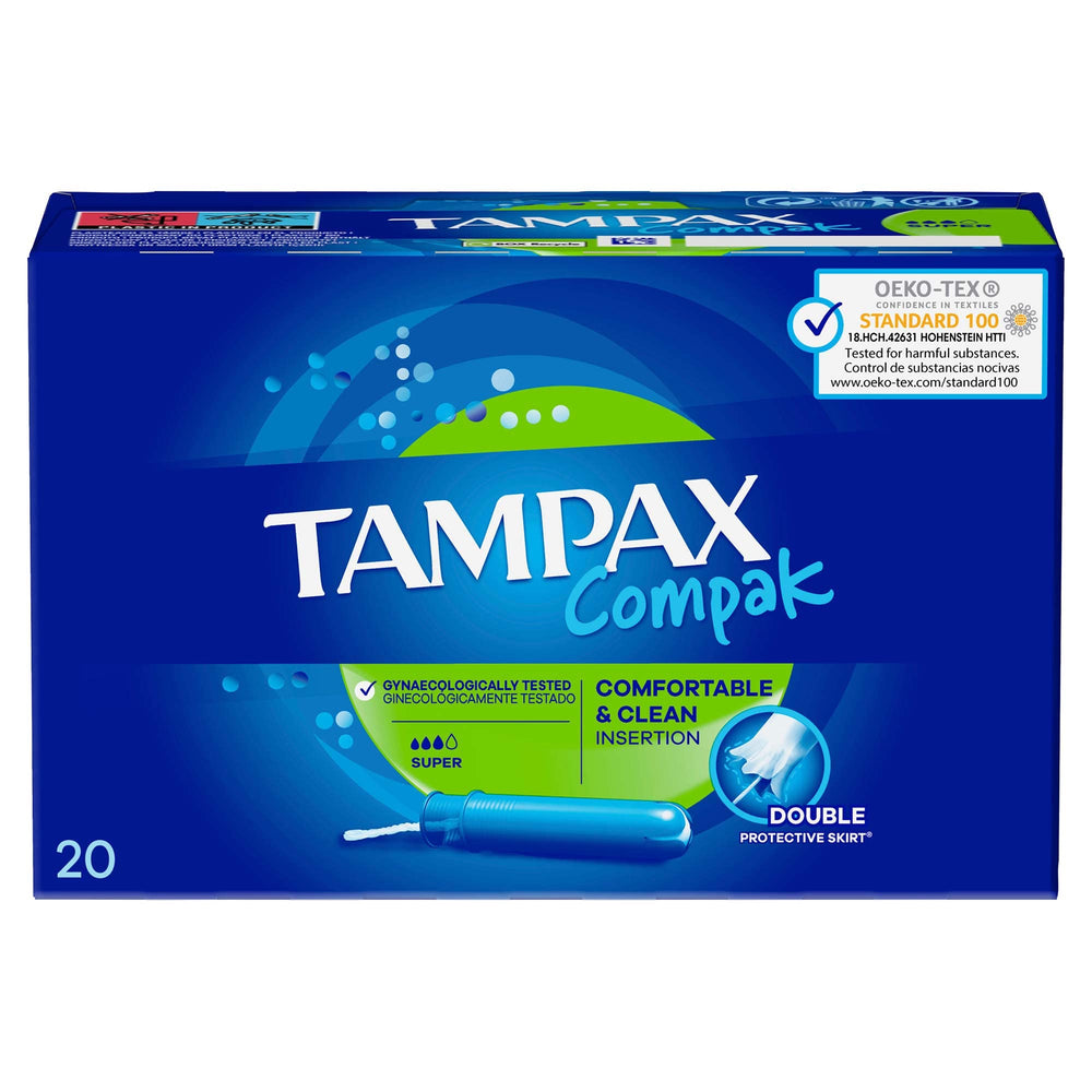 Box of 20 retractable plastic-applicator tampons, Super absorbency