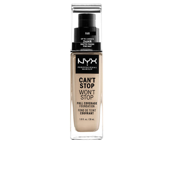 Bottle of full-coverage matte liquid foundation, 30 ml, shade fair
