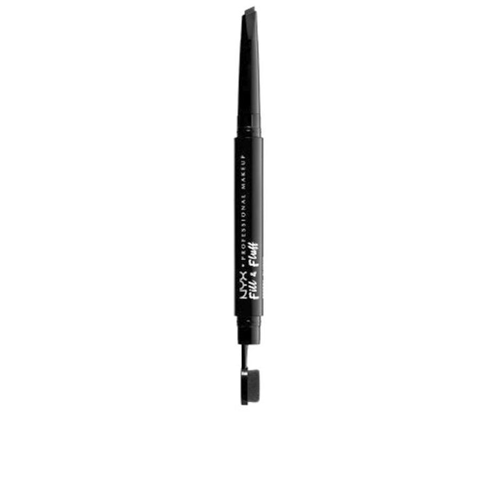 Dual-ended cream eyebrow pencil with teardrop tip and spoolie, 15 g, clear cap