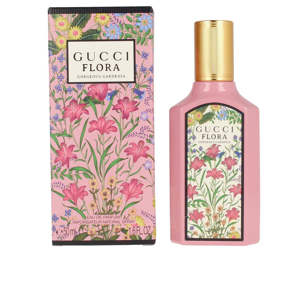 Pink glass perfume bottle with gold cap, floral motif, 100 ml refillable eau de parfum for Women