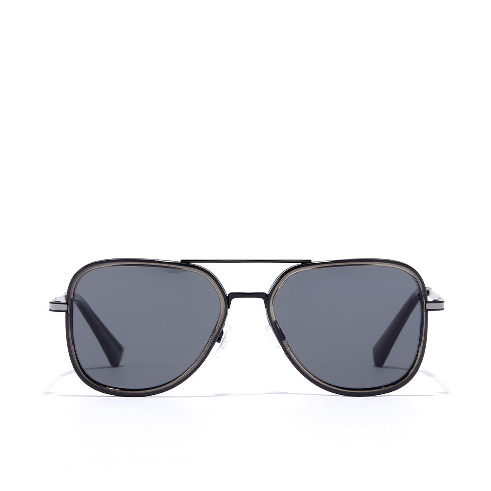 Unisex square black acetate sunglasses, polarized lenses, 55 mm