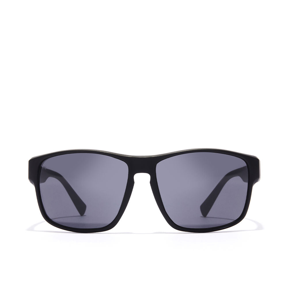Matt black Unisex wrap sunglasses with green‑blue mirror polarised lenses