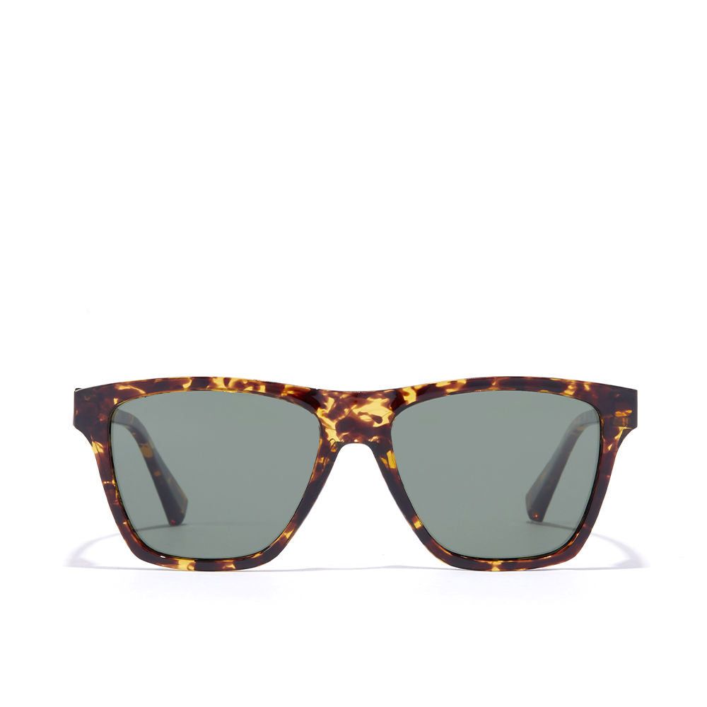 Transparent square TR90 sunglasses with green mirrored polarized lenses, boxed set