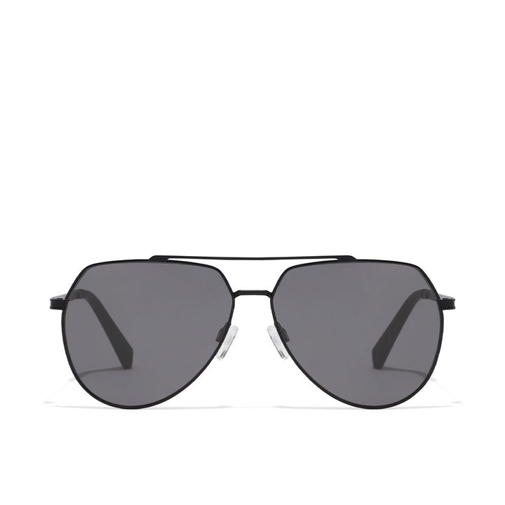 Black stainless‑steel aviator sunglasses, polarised lenses, Unisex