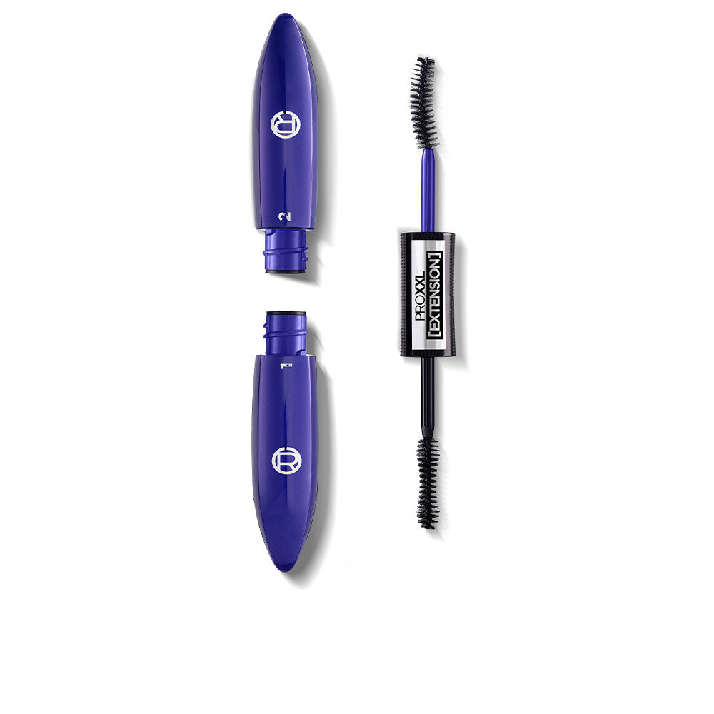 Black dual‑brush mascara tube with fibre‑infused formula, 12 ml