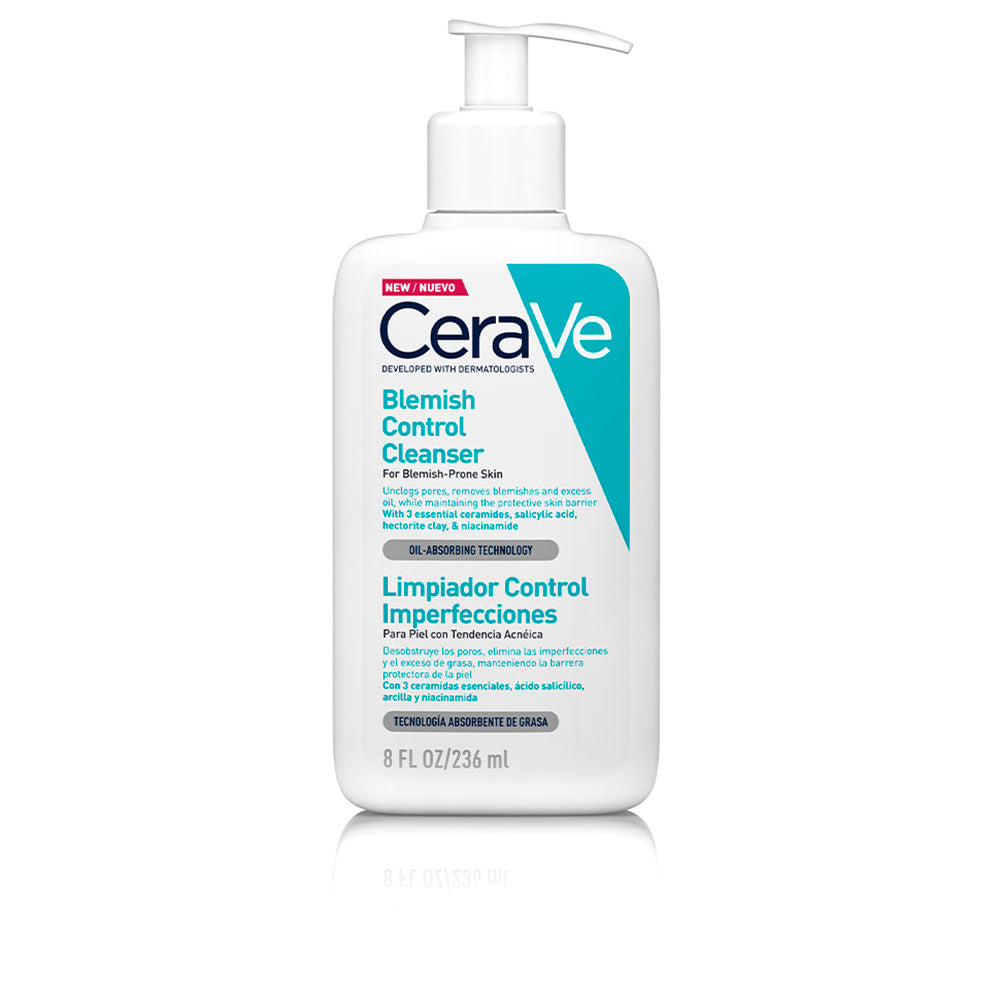 Clear gel-foam cleanser bottle for women with salicylic acid and clay, 236 ml