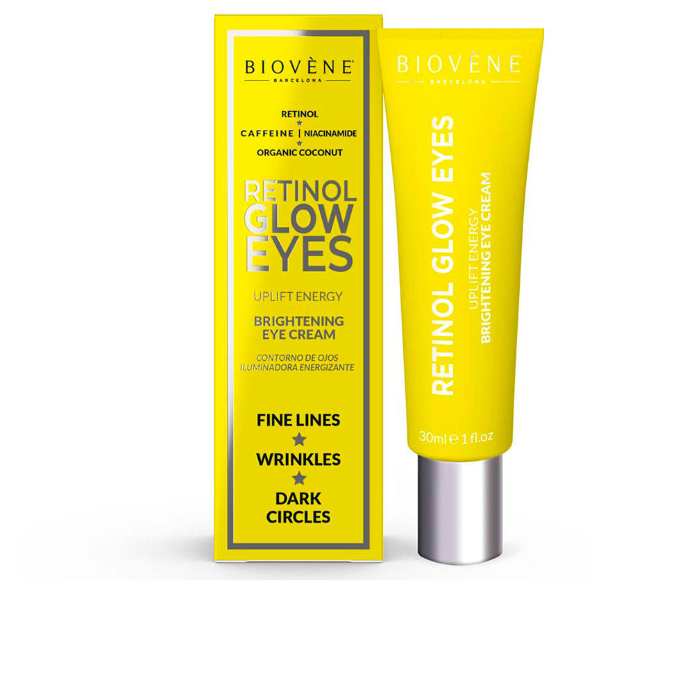 30 ml tube of retinol brightening eye cream with botanical oils and caffeine