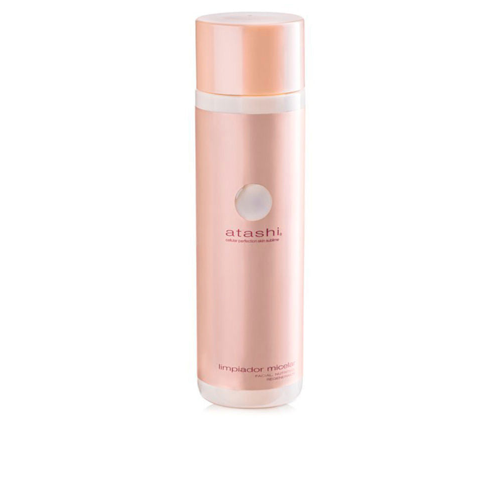 250 ml clear micellar cleanser bottle with pump, edelweiss and lemon notes