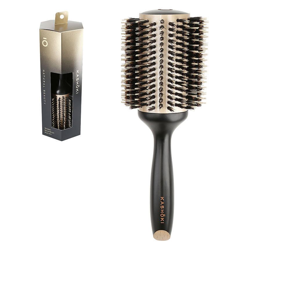 50 mm wooden round brush with ceramic barrel, mixed boar and nylon bristles