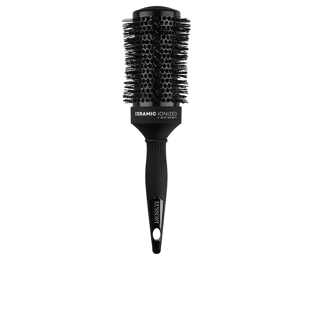Concave ceramic thermal hairbrush with wavy nylon bristles, 53 mm barrel
