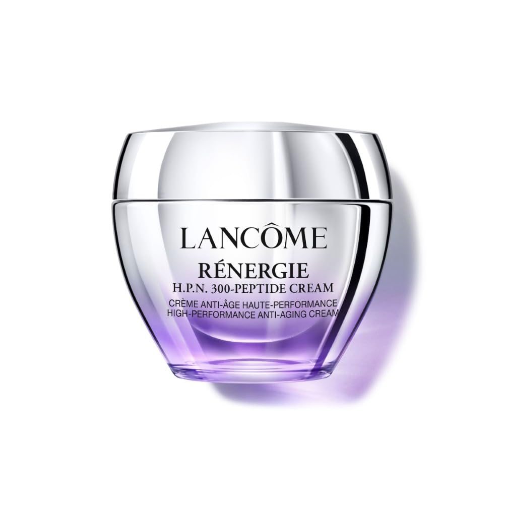 Luxurious jar of Lancôme RÉNERGIE MULTI-LIFT ULTRA cream on neutral background