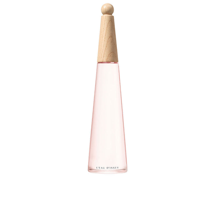 Rose-tinted crystal perfume bottle with ash wood cap, 100 ml, floral-fruity scent