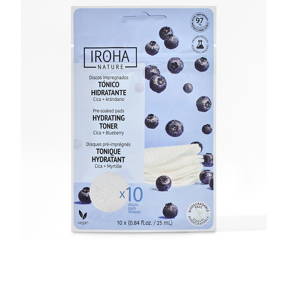 Jar of pre‑soaked hydrating toner pads with blueberry and centella extracts, Unisex